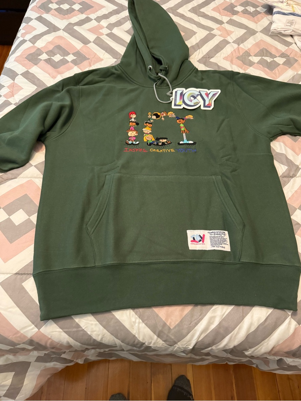 ICYHoodie P/O Reverse Weave Fleece Dark Green Hoodie size L